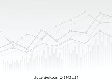 gráfico financiero abstracto con gráfico de línea de tendencia al alza y números en el mercado de valores sobre fondo de color blanco degradado