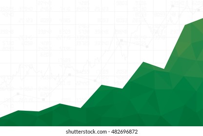 Abstract financial chart with uptrend line graph in polygon design and stock numbers in bull market on white color background (vector)