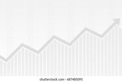 abstract financial chart with uptrend line graph and numbers in stock market on gradient white color background