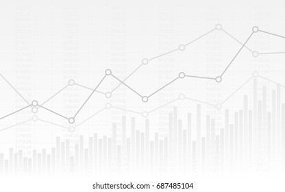 abstract financial chart with uptrend line graph and numbers in stock market on gradient white color background - Shutterstock ID 687485104