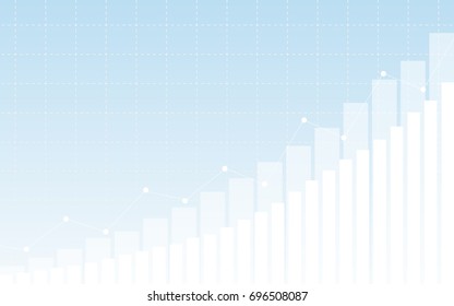 Abstract financial chart with uptrend line graph, bar chart in stock market on blue color background