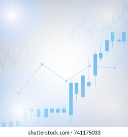Abstract financial chart with uptrend line graph and numbers in stock market on gradient white color background