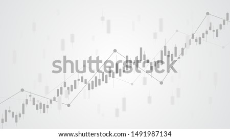 Abstract financial chart with uptrend line graph in stock market on black and white color background