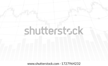 abstract financial chart with uptrend line graph and candlestick on black and white color background. Vector