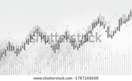 Abstract financial chart with uptrend line graph in stock market on black and white background.growing income, schedule,economy.vector design