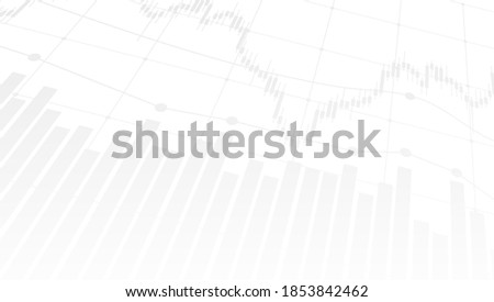 abstract financial chart with uptrend line graph and candlestick on black and white color background. Vector