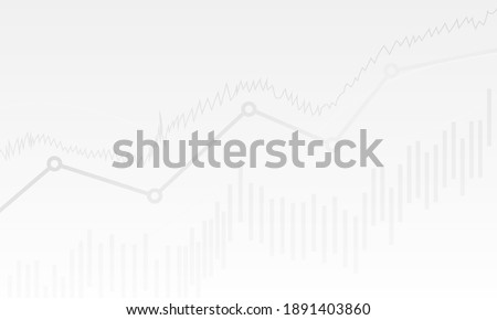abstract financial chart with uptrend line graph and candlestick on black and white color background