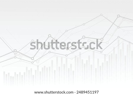 abstract financial chart with uptrend line graph and numbers in stock market on gradient white color background