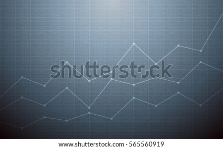 Abstract financial chart with uptrend line graph and stock numbers in bull market on gray color background (vector)