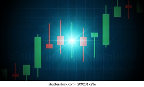 Abstrakte Finanzdiagramme mit einer aufsteigenden Trend-Kerzen-Tabelle auf dem Aktienmarkt und leuchtendem hellfarbigem Hintergrund