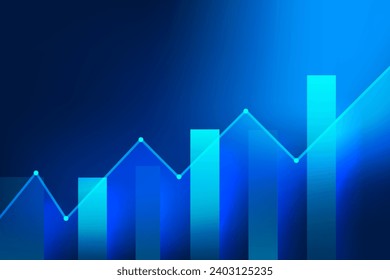 Abstract financial graph with up trend line candlestick chart in stock market on blue color background