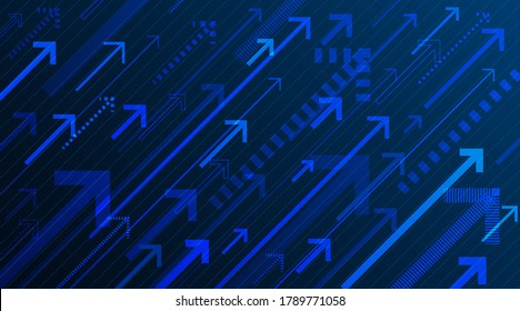 Abstract financial graph with uptrend arrows. Stock market diagram. Various size of arrows moving uptrend. Vector illustration.