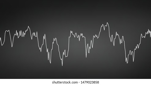 Abstract financial graph with uptrend line and bar chart of stock market on black color background. vector illustration