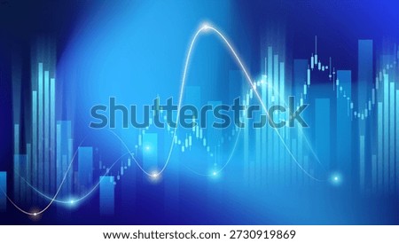 Abstract financial growth chart with glowing lines and bars. Modern business analytics background for finance, investment, trading, economy, data visualization and technology concepts.