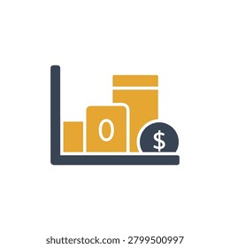 Abstract financial growth icon representing economic advancement and investment gains for business analytics and monetary planning.