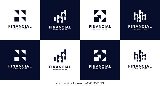 Abstract financial growth logo design collection