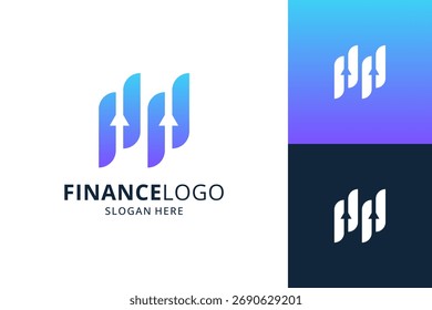 Abstrakte Vorlage für Finanzlogos. Modernes Diagramm mit Pfeil-Logo-Vektor.