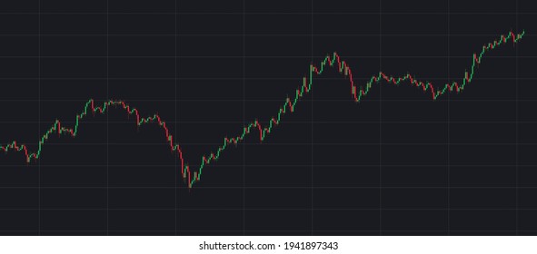Abstract financial market stock chart. Black background. Vector illustration.