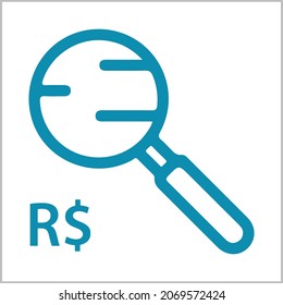 Abstract Find symbol or logo isolated sign with Brazilian Real Currency Icon.