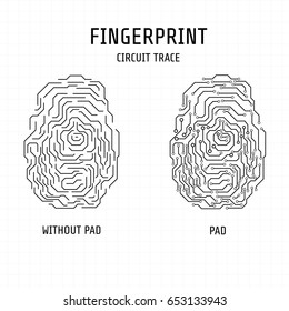 Abstract Fingerprint Circuit Board Trace Concept Vector