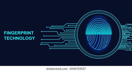 Fondo de diseño de Vector de concepto de seguridad de bloqueo inteligente digital de tecnología de escaneo de huellas dactilares Abstractas. Placa de circuito Abstractas y tecnología de escaneo de huellas digitales Vector de fondo de diseño de cerradura inteligente digital.