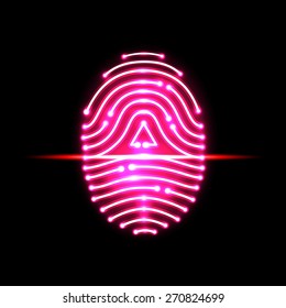 Abstract Fingerprint scan.Letter A.identification and security system.vector illustration.
