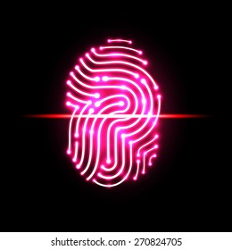 Abstract Fingerprint scan.Letter P.identification and security system.vector illustration.