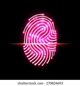 Abstract Fingerprint scan.Letter S.identification and security system.vector illustration.