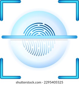 Abstract fingerprint scanner in progress - identity verification concept, icon. Vector illustration.