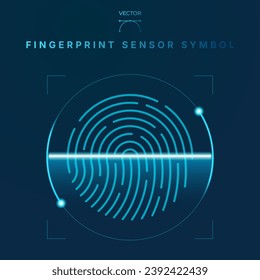 Abstract fingerprint sensor in progress - identity verification concept. Vector illustration.