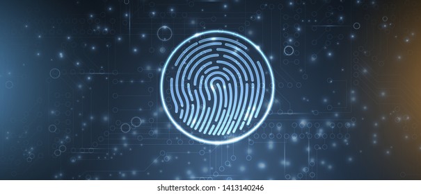 Abstract fingerprint technology business background. Circuit security style. Digital identify