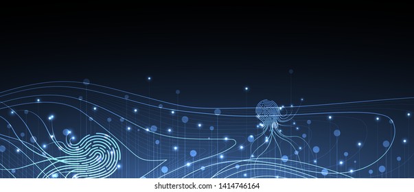 Abstract fingerprint technology business background. Circuit security style. Digital identify