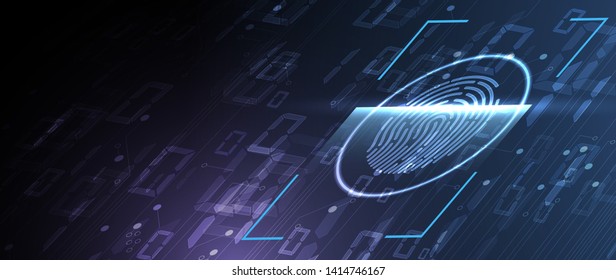 Abstract fingerprint technology business background. Circuit security style. Digital identify