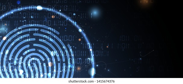 Abstract fingerprint technology business background. Circuit security style. Digital identify