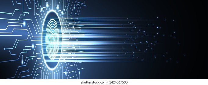Abstract fingerprint technology business background. Circuit security style. Digital identify
