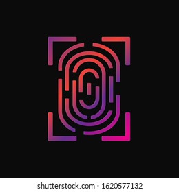Abstract fingerprint technology business background. Circuit security style