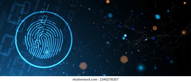 Abstrakte Fingerabdrucktechnologie, geschäftlicher Hintergrund. Circuit-Sicherheitsstil. Digitale Identifizierung