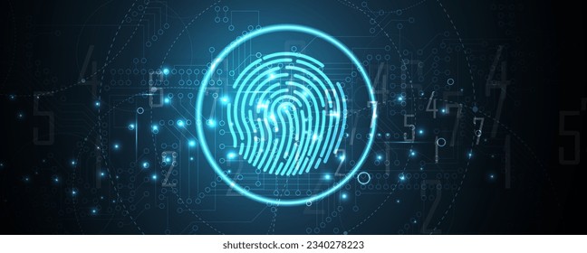 Abstract fingerprint technology business background. Circuit security style. Digital identify