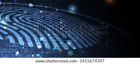Abstract fingerprint technology business background. Circuit security style. Digital identify