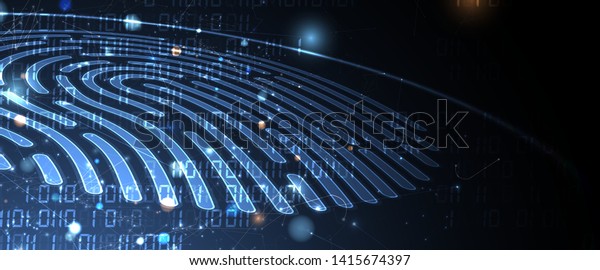 Abstract fingerprint technology business\
background. Circuit security style. Digital\
identify
