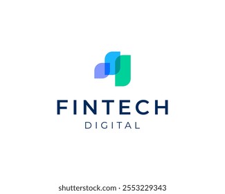 Abstrakte Fintech Digital Data Payment Moderne überlappende Farbe Vektor Logo Design Illustration