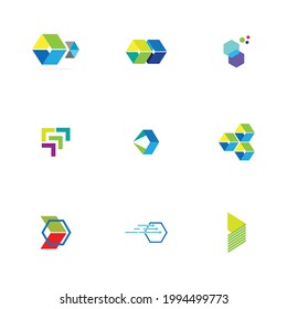 abstract fintech logo set finance company business for corporate company app web icon fin tech financial