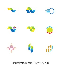 abstract fintech logo set finance company business for corporate company app web icon fin tech financial