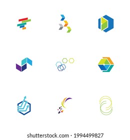 abstract fintech logo set finance company business for corporate company app web icon fin tech financial