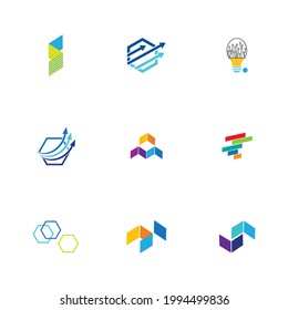 abstract fintech logo set finance company business for corporate company app web icon fin tech financial