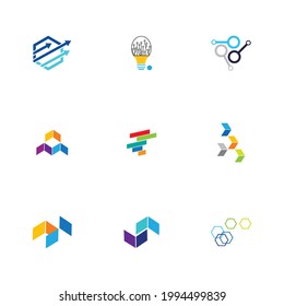 abstract fintech logo set finance company business for corporate company app web icon fin tech financial