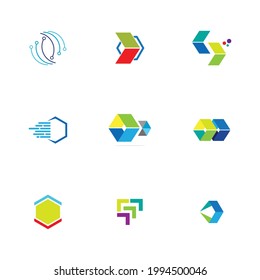 abstract fintech logo set finance company business for corporate company app web icon fin tech financial