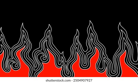 Abstrakter Hintergrund. Abstrakter Flammenhintergrund. Doodle-Feuer-Hintergrund. Nahtloses Flammenmuster. Feuer Flamme nahtlose Muster.