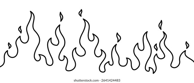 Abstract Fire Background. Fire outline. Fire flame continue line. Abstract flame Background. doodle fire background.