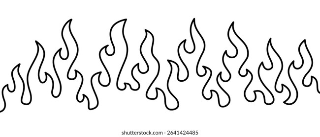 Abstract Fire Background. Fire outline. Fire flame continue line. Abstract flame Background. doodle fire background.